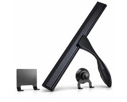 RVS Douchewisser Zwart – Streeploze Douche Trekker – Raamwisser Badkamer – Inclusief 2 Ophanghaken – Zonder Boren – Luxe Design