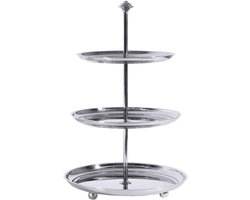 RVS Etagère met 3 Niveaus voor Taart, Gebak en Hapjes - 20x22.5x25 cm
