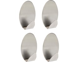 RVS haak Set - Ovaal - 4 Stuks voor Ophangen Theedoek / Handdoek | Zonder Te Schroeven | Roestvrijstaal | Kapstokken | Deurhaken | Ophanghaak | Ophanghaken | Deur Haken | Ophanghaak