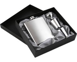 RVS Heupfles Gift Set - Platvink - Zakflacon - Zakfles - Drankfles - Drankflacon Heupflesje - Incl. Trechter en Bekertjes