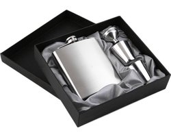 RVS Heupfles Gift Set - Platvink - Zakfles - Zakflacon - Drankfles - Drankflacon Heupflesje - Incl. Trechter en Bekertjes