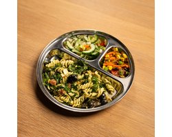 RVS kinderbord met vakjes - Bento Bord - Rond - BPA vrij - Talli