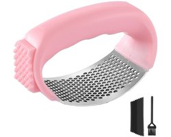RVS Knoflookpers - Nieuwe Stijl Knoflookpers - Draagbare Handmatige Keukenapparatuur - Knoflookpers Keukengadget - Roze