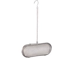 RVS Kruideninfuser – ø4,4 x 12 cm – Thee- en Kruidenfilter voor Soep, Bouillon of Stoofpot – Kruidenbuil – Roestvrijstalen Specerijenzeef – Kruidenbuidel – Keukengadget & Cadeau – Zilver