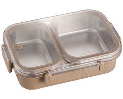 RVS Lunchbox - broodtrommel - Lunchbox - broodtrommel kinderen - broodtrommel lunchbox volwassenen - Luchtdicht - Khaki met dubbel compartiment