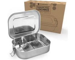 RVS Lunchbox voor Volwassenen en Kinderen | Bento Box | Lekvrije Broodtrommel | Milieuvriendelijke Lunch Box | 800 ML
