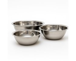 RVS Mengkommen – Set van 3 (24 cm, 28 cm & 32 cm) | Duurzame roestvrijstalen kommen