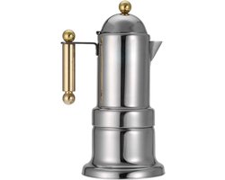 RVS Moka Pot Kookplaat Espresso Koffiezetapparaat met veiligheidsklep 4 kopjes.