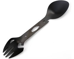 RVS Multifunctioneel bestek - lepel, vork, mes en flesopener set - alles in één bestek – multifunctionele tool voor outdoor – Handig voor op de camping en picknick