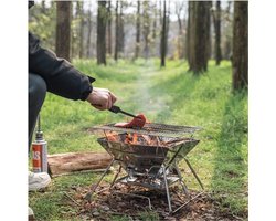 Rvs Opvouwbare Barbecue Stove - Draagbare Buiten Bbq - Camping Barbecue Rek - Compact Vuurkorf Bbq Toestel Voor Outdoor Koken