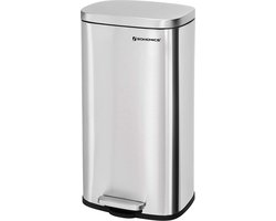 RVS Pedaalemmer - 30 liter - Rechthoekig