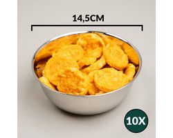 RVS schalen Ø 14,5 cm - Set van 10 - Roestvrijstalen schalen - fruitschaaltjes - fruitbakje