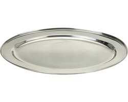 RVS serveerschaal/barbecueschaal - 45 x 29 cm - Barbecueschalen - vleesschalen - zilver