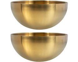 RVS serveerschalen Koreaanse stijl - set van 2 - voor soep granen noedels salade - 12 cm goud