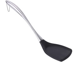Rvs Siliconen Spatel Hittebestendige Lange Handvat Keukengereedschap Koken Tool Slotted Turner Rubber Grip Flexibele Non Stick Voor Veelzijdige Kookgerei