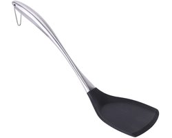 Rvs Siliconen Spatel Hittebestendige Lange Handvat Keukengereedschap Koken Tool Slotted Turner Rubber Grip Flexibele Non Stick Voor Veelzijdige Kookgerei