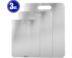 RVS Snijplank - Snijplankenset - Cutting Board - Snijplank - Snijplanken - Set 3 stuks - Titanium Look - Plastic Vrij
