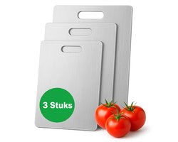 RVS Snijplankenset 3 STUKS – Titanium Look – Antibacterieel – Duurzaam – Vaatwasserbestendig – 33x22,5 cm – 28,5x19,5 cm – 24,5x14,5 cm – Cutting Board