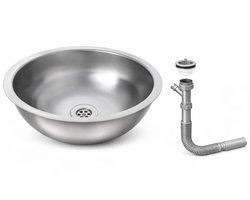 RVS Spoelbak Keuken Ø34cm Rond – Wasbak caravan keuken - Met Sifon – Spoelbakken Keuken – zonder Kraangat - Wasbak Keuken
