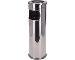 RVS staande terras asbak met uitneembare afvalbak zilver 60 cm