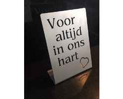 RVS staander, Rouwdecoratie, grafornament, grafdecoratie, aandenken, nooit vergeten, voor altijd.