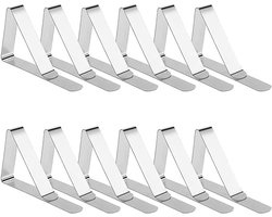 RVS Tafelkleedklemmen - Multifunctionele antislip tafelkleedklemmen - 12x stuks - RVS metaal - - Voor buiten en binnen- zilver–RVS-7.5*4.5cm-voor Picknicktafels