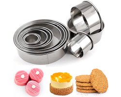 RVS Uitsteekringen - Set van 12 stuks ronde uitsteekvormen 25 tot 115MM - Cirkel vorm voor uitsteker van deeg, koekjes, tartaar, ei, fondant etc.
