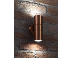 RVS Up & Down Buiten Binnen Wandlamp Koperkleur - IP44 Weerbestendig - Inclusief Koelwit LED