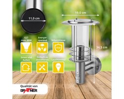 Rvs Wandlamp met bewegingssensor, buitenverlichting, bewakingslamp roestvrij staal, E27'