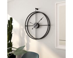 RX Goods Luxe Industriële & Moderne Zwarte Metalen Wandklok – Industrieel Stille Muurklok - Decoratie