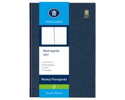 Ryam | Bureau agenda | Weekly Wit NL Mundior | 2027 | Genaaid gebonden | A4 | 14 mnd | Blauw |
