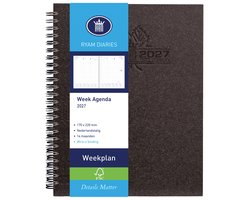 Ryam | Bureau agenda | Weekplan Wire-O Wit NL Eco | 2027 | Spiraal | 170 mm x 220 | 14 mnd | Zwart |