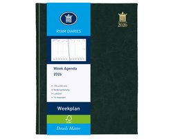Ryam | Bureau agenda | Weekplan Wit NL Mundior | 2026 | Genaaid gebonden | 170 x 220 mm | 14 mnd | Zwart |