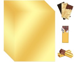 RYMAUP 50 stuks foliepapier 19x16cm gouden aluminiumfolie chocoladeverpakking, chocoladepapier, aluminiumfolie chocoladeverpakkingspapier, voor chocolade- en snoepverpakkingen
