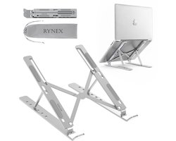 Rynex Aluminium Laptop Standaard – Verstelbaar – voor Thuis & Kantoor– Ergonomische Laptopstand – Zilver