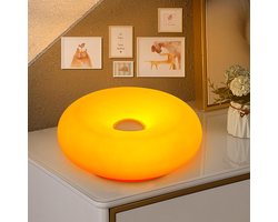Ryoudavell - Donut Tafellamp - Dimbaar Retro Nachtlampje - Oranje Sfeerlamp met Kunststof Kap - Wandlamp - Dimbaar Tafellamp - Retro LED Lamp Zonder Boren