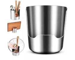 Ryoudavell - Multifunctionele Keukengereihouder voor Aanrecht – Heavy-duty roestvrijstalen houder voor pannendeksels en keukengerei – Opbergrek voor spatels, tangen, Pannendeksels, en lepels – Universele utensil holder