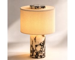 Ryoudavell - Natuurstenen tafellamp - Met linnen kap - -stands touchdimmer, oplaadbaar via USB-C - Touch Dimbaar - Sfeerlamp