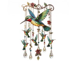 Ryoudavell - Sierlijke Kolibrie Windgong - Kleurrijke versieringen - Woonaccessoires - Verwijderbare - Raamdecoratie voor thuis Geschikt als cadeau(Blauw Kolibrie)