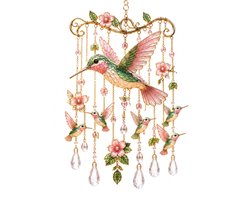 Ryoudavell - Sierlijke Kolibrie Windgong - Kleurrijke versieringen - Woonaccessoires - Verwijderbare - Raamdecoratie voor thuis Geschikt als cadeau(Roze Kolibrie)