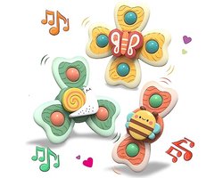 Ryoudavell - spinner met zuignap – Speelgoed in diervorm - Sensorisch speelgoed - Fidget toys - Buitenbeestjes - camping en onderweg – Voor meisjes en jongens - 3-delige set roterende speeltjes - kinderstoel, vliegtuig, auto, trein, woonkamer