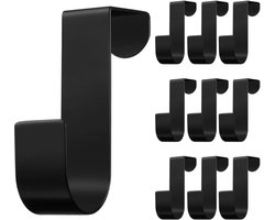 S Deurhaken - Kapstok RVS - 10 stuks - Haken - Kapstokken - Kleerhangers - Hangend - Ophang - Haakjes - Deur - Haak - Hanger - Over Deur - Handdoek Keuken - Badkamer - Ophang - Industrieel - Metaal - Kleding - Haakjes - Zwart - Opdekdeur - Luft