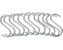 S haken | S Haak | Set van 12 stuks | 5 CM | Zilver | Wonen | Keuken | RVS Haken | Ophanghaken | Ophanghaakjes | Voor Wandrek | Kapstok | Gereedschap van Barbecue | Pannen | Kapstok | RVS | Binnen & Buiten | TheOldOmen |