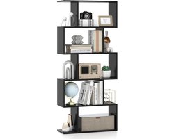 S-Vormige Boekenkast met 5 Niveaus - Houten Open Rek voor Boeken en Decoratie