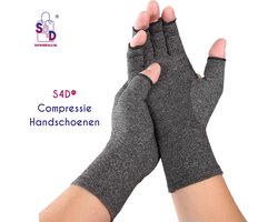 S4D® - Reuma Compressie Handschoenen - Verlichting van Artritis en Reumatische Pijn - Open vingertoppen - Maat M