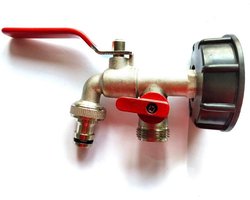 S60X6 aftapkraan, dubbele uitgang, 1/2 inch, met twee slangaansluitingen, voor tuin, huis en industrie