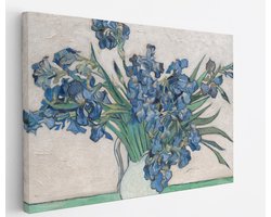 Saammp Canvas Schilderij - Irissen in een vaas - Van Gogh - Oude Meesters - 150x100 - Foto op canvas - Wanddecoratie - muurdecoratie Woonkamer - Slaapkamer decoratie - Canvas Print