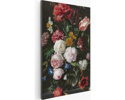 Saammp Canvas Schilderij - Jan Davidsz - Stilleven met bloemen in een glazen vaas - Abstract - Kunst - 30x40 - Foto op canvas - Wanddecoratie - Muurdecoratie Woonkamer - Slaapkamer decoratie - Canvas Print