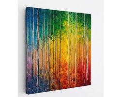 Saammp Canvas Schilderij - Kleurrijk - Abstract bos - Landschap - Natuur - 20x20 - Foto op canvas - Wanddecoratie - Muurdecoratie Woonkamer - Slaapkamer decoratie - Canvas Print