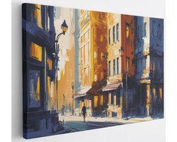 Saammp Canvas Schilderij - man in stad - Abstract - 70x50 - Foto op canvas - Wanddecoratie - Muurdecoratie Woonkamer - Slaapkamer decoratie - Canvas Print